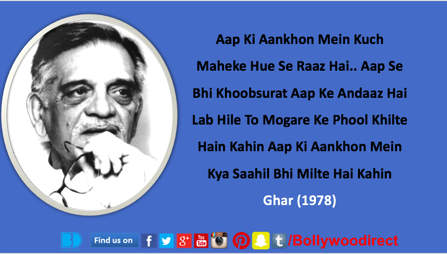 Soulful Lyrics-Gulzar-Lines-Poetry-Quotes-Famous Songs-Bollywoodirect