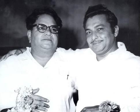 Raja Mehdi Ali Khan with music director Madan Mohan-poet-lyricist-biography-wiki-family-interview-photo-movies-films-books-bollywoodirect