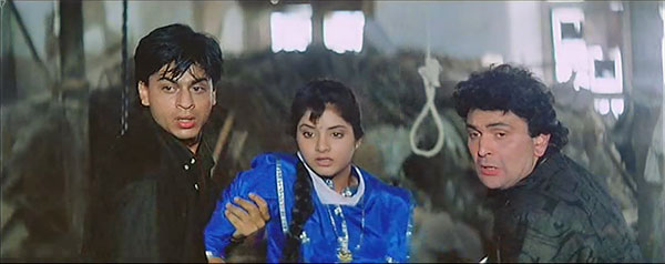 Shahrukh with Divya Bharti and Rishi Kapoor in "Deewana"