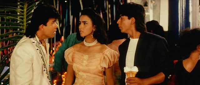 Shah Rukh Khan with Suchitra Krishnamurthy and Deepak Tijori in " Kabhi Haan Kabhi Naa"