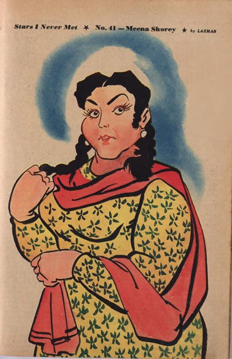 Meena Shorey - Bollywoodirect-sketch by Great cartoonist R K Laxman from NFAI collection!