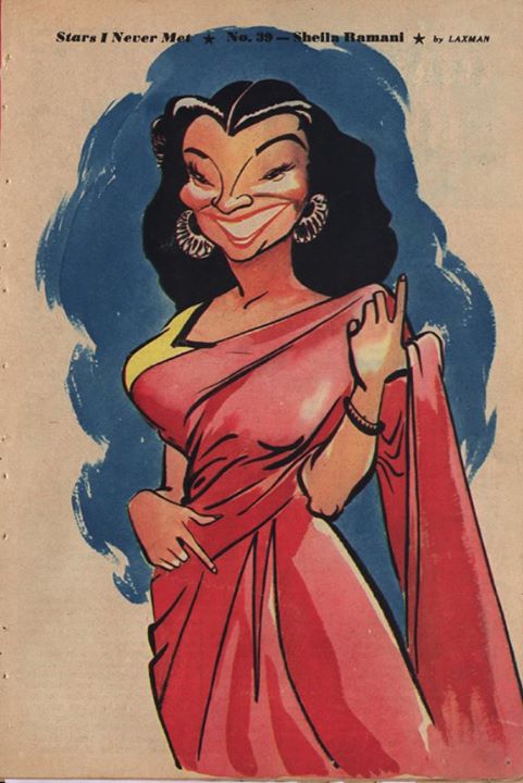 Sheila Ramani -Bollywoodirect- sketch by R K Laxman from NFAI collection!