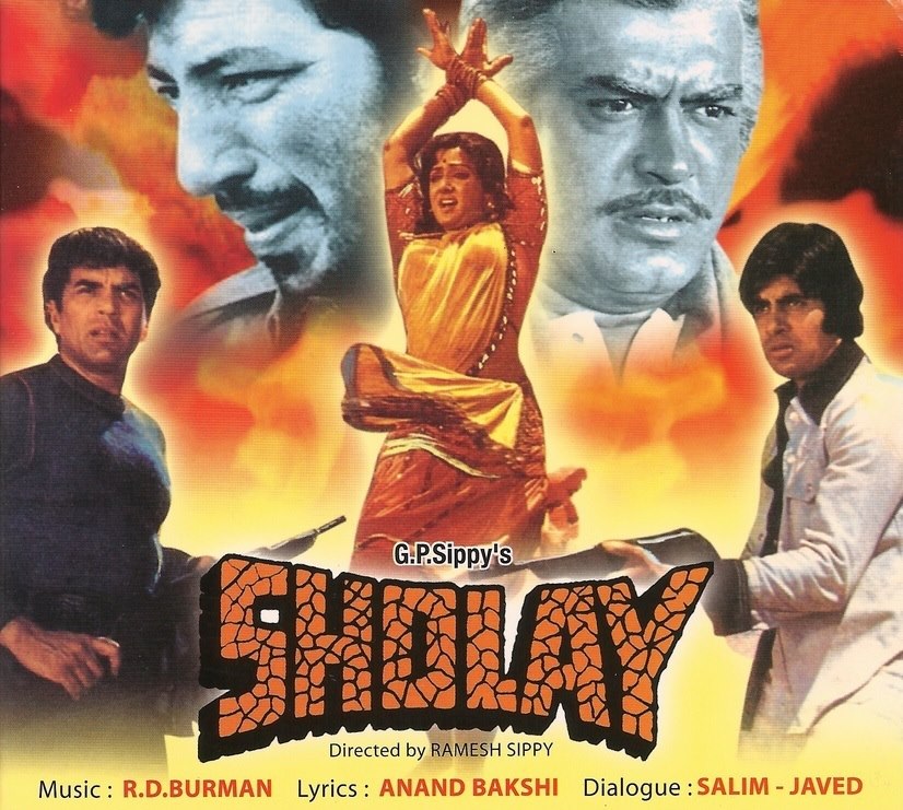 Sholay-poster_Ramesh Sippy_Sanjeev Kumar_Amitabh Bachchan_Dharmendra_Hema malini_Amzad Khan_Gabbar